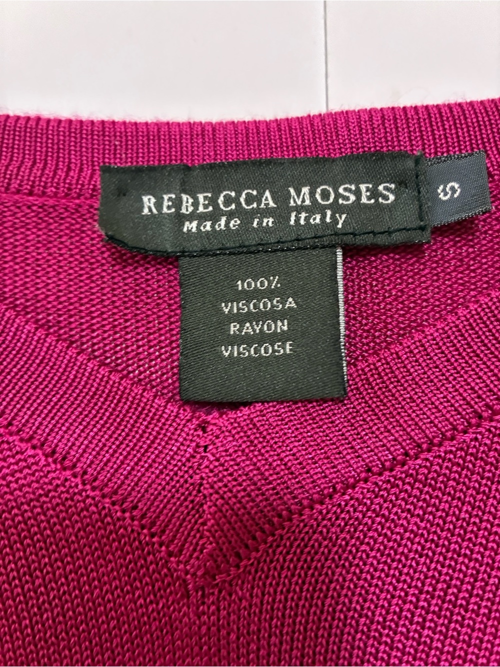 Rebecca Moses Knit V-Neck Pullover in Fuchsia